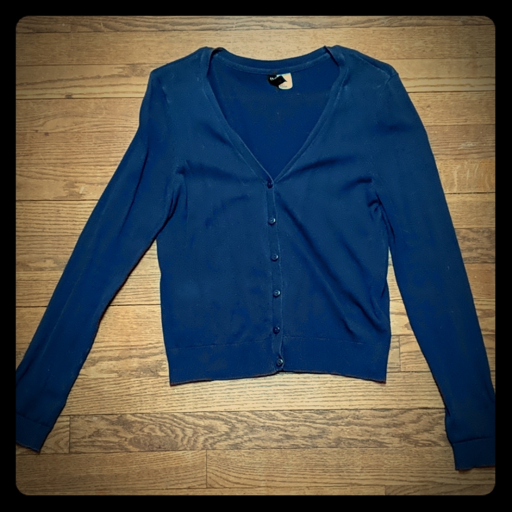 Divided button up blue cardigan